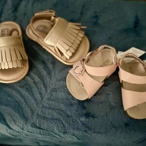 Old Navy Kids Fringe Sandals - Gold and Pink